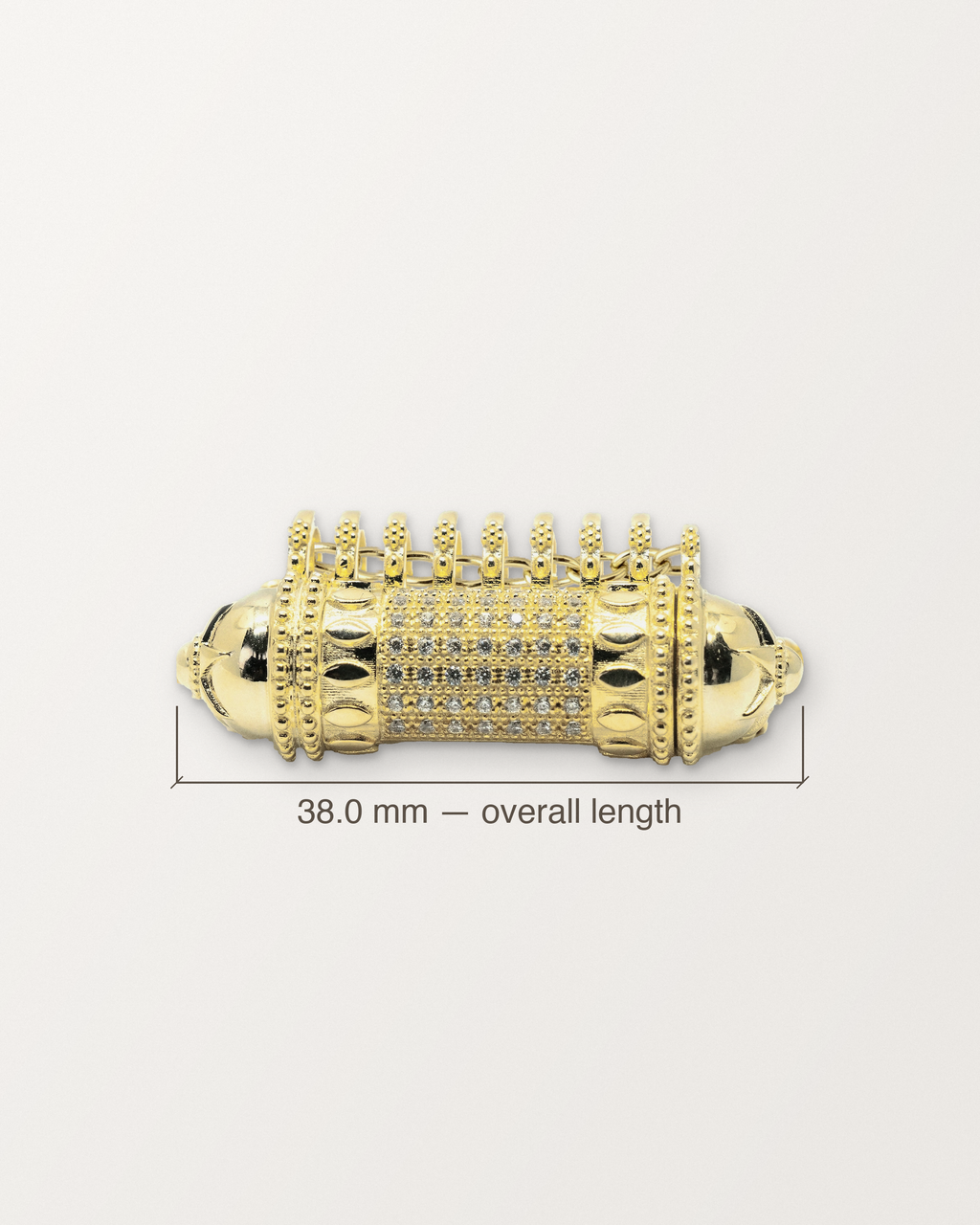 Antique Pave openable amulet necklace in 14K or 18K yellow gold, with its length measured: 38.0 mm.
