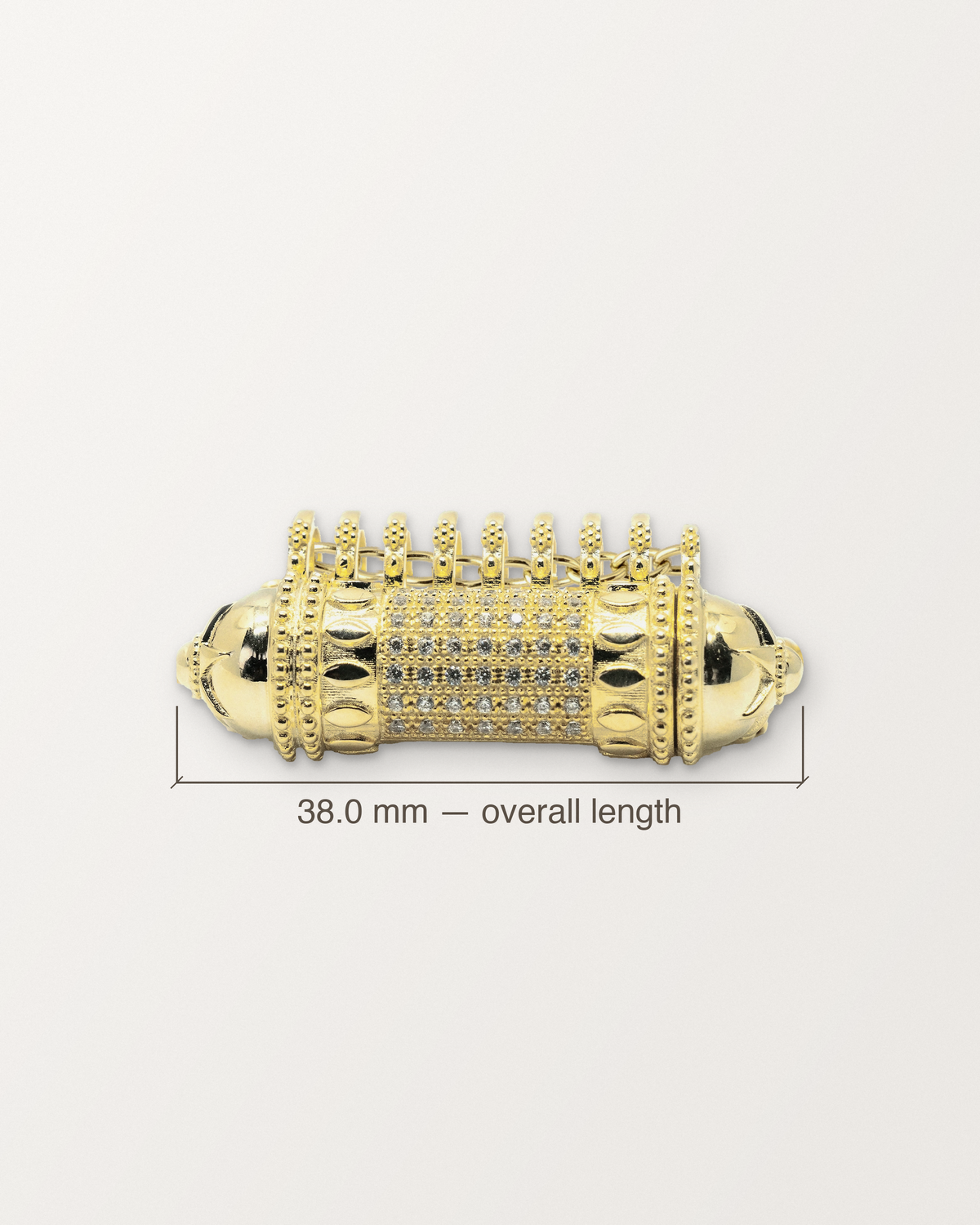 Antique Pave openable amulet necklace in 14K or 18K yellow gold, with its length measured: 38.0 mm.