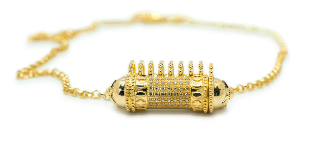 Antique Pave openable amulet necklace in solid gold, shown closed.
