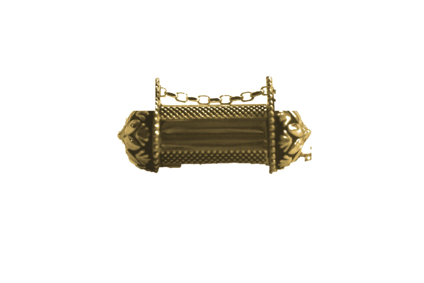 Pushpa Kavacha amulet necklace in gold, front view on white background