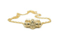 Narashimha openable amulet necklace, gold-plated sample shown closed. Made to order in 14K or 18K yellow gold.