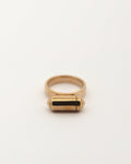 VRAT openable ring amulet in 14K yellow gold, shown closed.
